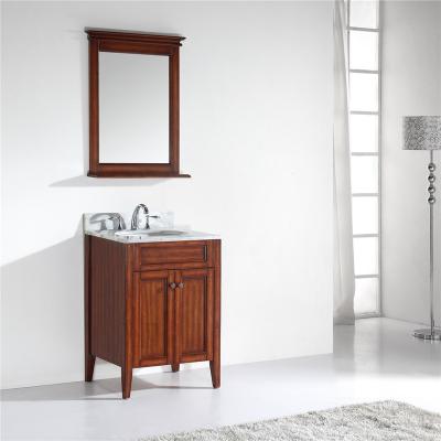 China Bright Classic Design Brown Color Wall Mounted Custom Solid Wood Floor Standing Bathroom Furniture For Wholesale for sale