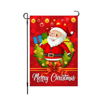 China Custom High Quality Hotel and Resort Double Sided Printing Polyester Happy Christmas Festival Yard Flag for sale