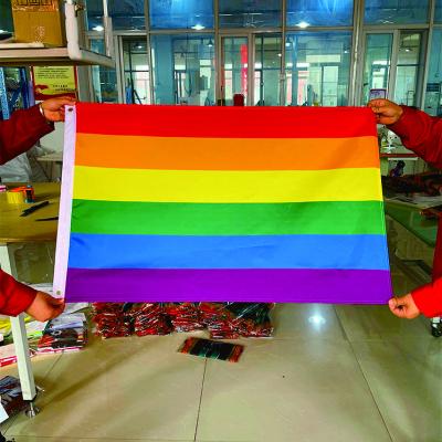 China Advertising Company Wholesale 100D Polyester 3x5ft LGBT Gay Rainbow Parade Lesbian Flag for sale