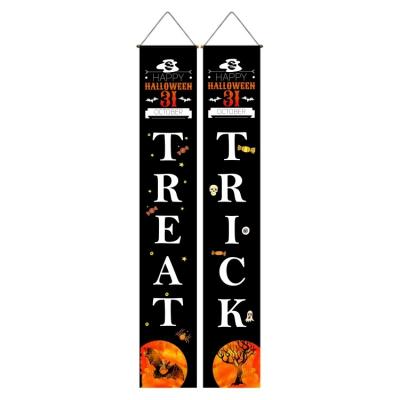 China Hotel and Resort Trick or Treat Halloween Door Porch Flag Banner for Front Door Home Decor Couplet for sale