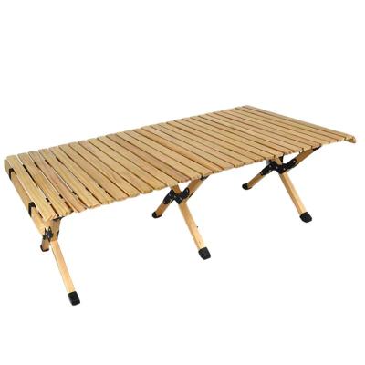 China Portable Wooden Farmhouse Three Leg Folding Table Outdoor Travel Camping Table for sale