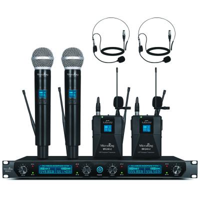 China Professional Headset Microphone BK-U240-2 BaiSKill Microphone with Four Channel UHF Receiver - Bodypacks*2+wireless microphones*2 for wholesale for sale