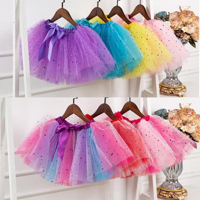 China Wholesale 2021 New Arrival Colorful Breathable Tutu Skirt Child Tulle Skirt Girls With Bow Hairpin Girls Love Dance Costume for sale