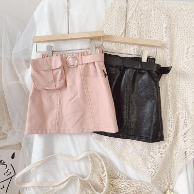 China Latest Spring 2022 Kids Clothing Girls Breathable Leather Skirts Fashionable Boutique Faux PU Baby Skirts for sale