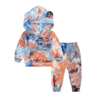 China Breathable Casual Tie Dye Set For Home Use Hooded Autumn Wear Boutique Children Cute Newborn Clothes Performance for sale