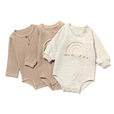 China Polyester/Cotton Infants Use Onsies Boutique Clothes Newborn Baby Romper Pajamas Long Sleeve Comfortable One Piece Cotton Waffle High Quality for sale