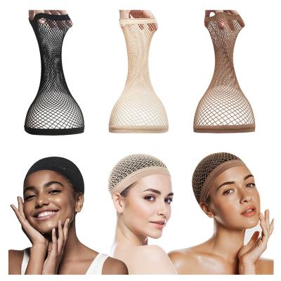 China 2-layer ZCHUM design wholesale 3 colors open end mesh wig cap elastic nylon net hair nets for long hair. for sale