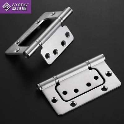 China Modern Stainless Steel Door Bearing Butterfly Hinge 4*3.5*3mm Notched Buffer Free Silent Drawing Folding Hinge for sale