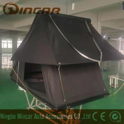 China UV-Resistant Aluminum Triangle Shell Roof Tent Hard Top Roof Tent With Big Fly for sale