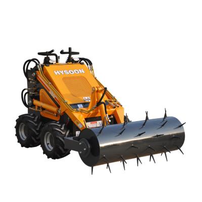 China Farm Garden Hysoon Hy380 Mini Skid Loader Skid Ox Mini Ox Loader with Lawn Aerator Attachments for sale