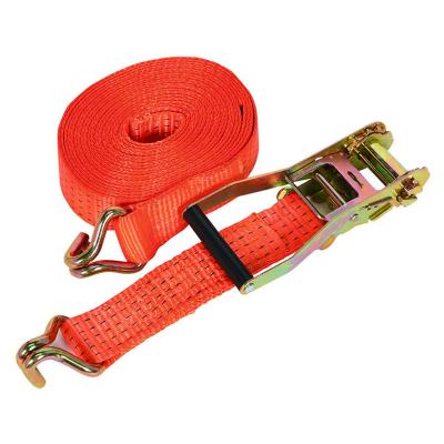 China Polypropylene Fiber 2 Inch Double J Type Hung 8 Meter Long Ratchet Tie Down Lashing Strap With Zinc Alloy Buckle for sale