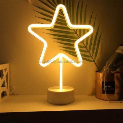 China Outdoor and Indoor Decor Table Battery Decoration 3XAA Desk Lamp Neon Sign Signs Neon Sign with Pedestal LED Night Light for Indoor Room Decoration for sale