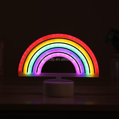 China Holiday Decoration Rainbow Multi Color Indoor Decorative Children's Room Bedroom Night Table Lamp Neon Lamp for sale