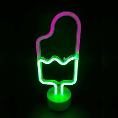 China Holiday Decoration Battery Operated Popsicle Shaped Night Light Family Christmas Party Table Light LED Neon Light for sale