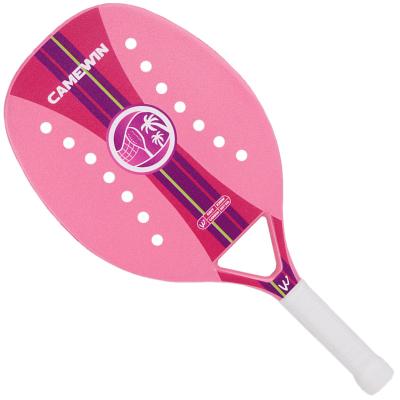 China Adult Pink Carbon Beach Tennis Rackets EVA Light Weight Rough Surface Thickness 320+/-10 G Soft Durable Beach Games 50CM for sale