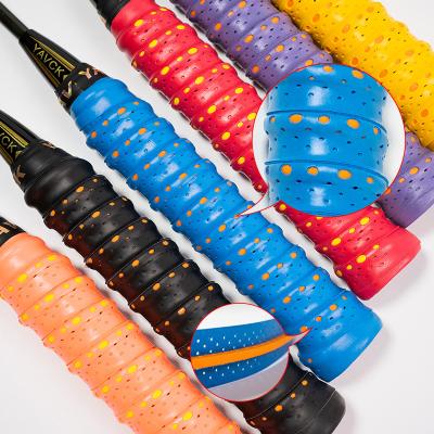 China 1.1M PU Leather Grip Overgrip Colorful Double Layer Overgrip Anti-skid Tennis Fish Padel Badminton Anti Slip for sale