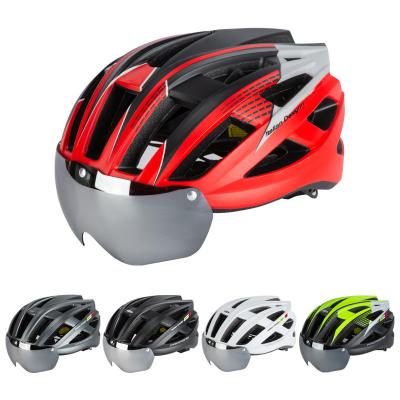 China ABS Bike Helmet Mountain Bike With Eye Protector Sports Helmet Outdoor Cycling Equipment for sale