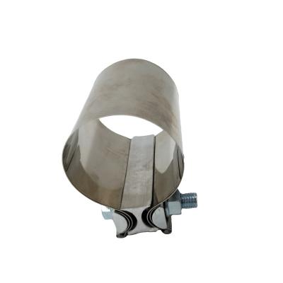 China Pipe Connection Aluminum Alloy L-Block Creates 304 Stainless Steel Lap Joint Exhaust Muffler Pipe Preformed Clamp for sale