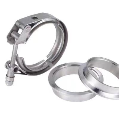 China Automotive Parts Stainless Steel V Band Downpipe Flange Clamp For Exhaust Pipe Pipe for sale