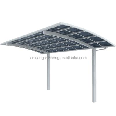 China Curved Aluminum Waterproof Cantilever Parking Lot Metal Parking Lot Spare Parts Garages for sale