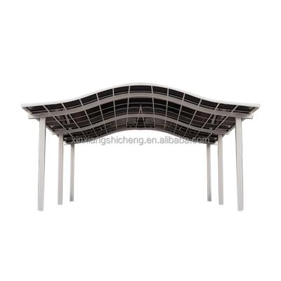 China Curved Aluminum Waterproof Cantilever Parking Lot Metal Parking Lot Spare Parts Garages for sale