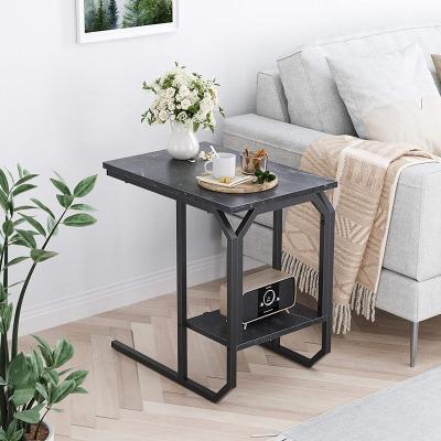 China (Other) black coffee adjustable side table, c shape side table, metal frame bedside table for sale