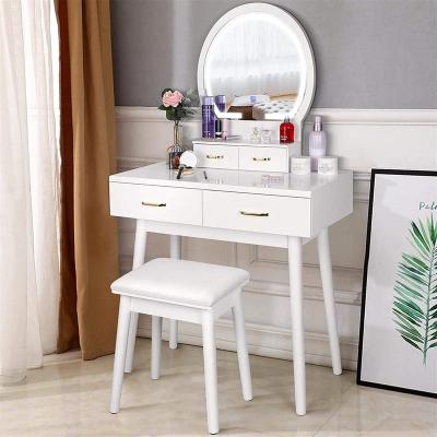 China (Other) adjustable dressing table, dressing table with touchscreen dimming mirror, 4 drawer dressing table and cushion stool set for sale