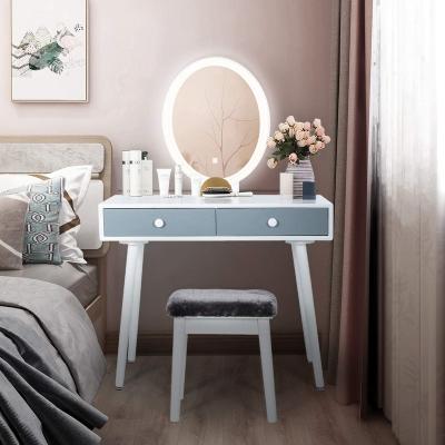 China (Other)Adjustable Dressing Table Set with LED Mirror Dressing Table with 2 Drawer Bedroom Dressing Table with Padded Stool (Grey and White) for sale