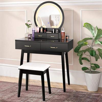 China (Other) adjustable dressing table with lighted mirror, dressing table with touch screen dimming mirror, 4 drawer dressing table and cushion sto for sale