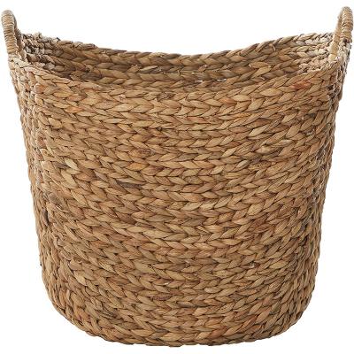 China Deco 79 Sustainable Vegetable Plankton Large Woven Wicker Basket with Arched Handles, Rustic Natural Brown Finish, as Coastal Decorative Accent for sale