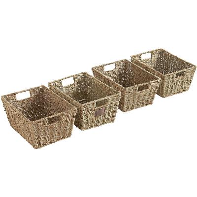 China Viable set of 4 plant plankton storage baskets with insert handles ideal for home and bathroom organization for sale