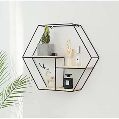 China (Size)Adjustable Wall Mounted Shelf Metal Wire And Decorative Wooden Storage Floating Shelves Display Racks Shelf for sale