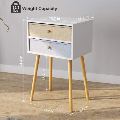 China Beautiful Bedside Table Nightstand End Table with Cloth Storage Drawer Pine Wood Table for Study and Bedroom Fashion for sale