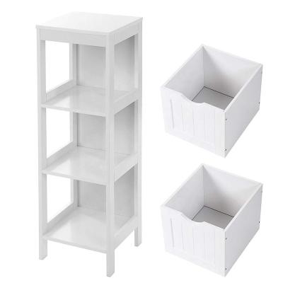 China Soft Multifunctional Organizer Rack Stand, 2 Floor Cabinet Bathroom Storage Drawers, White for sale