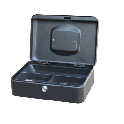 China Wholesale Steel Portable Metal Cash Safe Box with 3 Compartment Tray and Key Lock for Euro Coin for sale