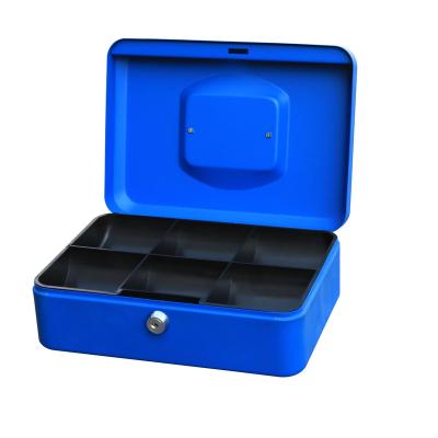 China Steel Portable Metal Cash Safe Box with 6 Compartment Tray and Key Lock for Euro Coin for sale