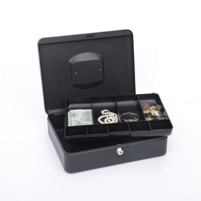 China Portable Metal Cash Safe Box with Key Lock and 9 Compartment Tray for Euro Coin TS0019B for sale