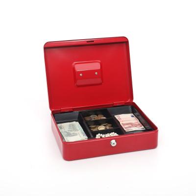 China Steel Key Lock Steel Money Box With 5 Compartments Cash Tray for sale