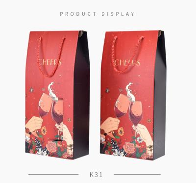 China Recyclable Red Thick Kraft Paper Wine Bag For Wine Bottles for sale