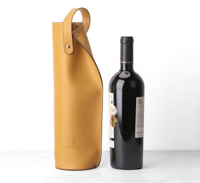 China OEM ODM Recyclable Leather 1 Bottle Insulated Reusable Luxury Leather Wine Bottle Bag for sale