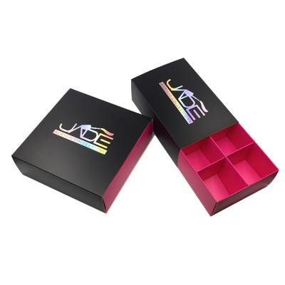 China Recycled Logo Materials Holographic Paper Drawer Sliding Paper Box Packaging With Compartments Cardboard for sale