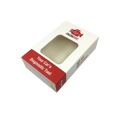 China Luxury Recycled Materials Soft Touch Paper Box With Window For Smart Tape Packaging Box for sale