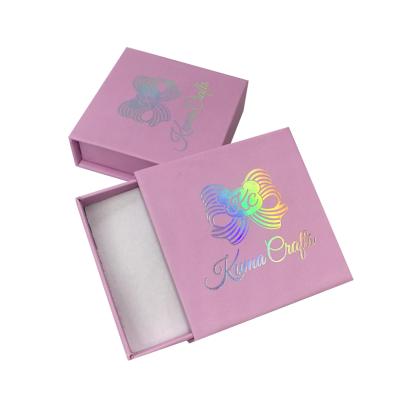 China Recycled Materials Custom Laser Logo Pantone Pink Printing Drawer Jewelry Packaging Box for sale