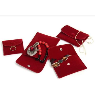 China Red Small Drawstring Pouch Velvet Jewelry Pouch Bag For Gems Necklace Bracelet for sale