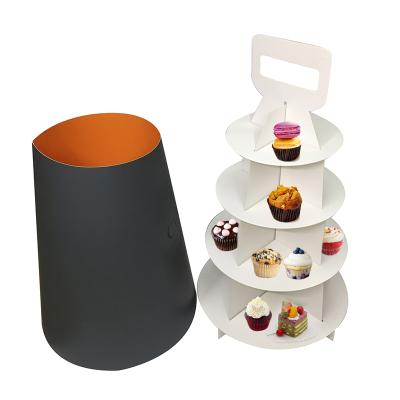 China Custom Portable Foldable Custom Cardboard Cupcake Counter Display Stands Rotating Cake Stand With Sleeve for sale