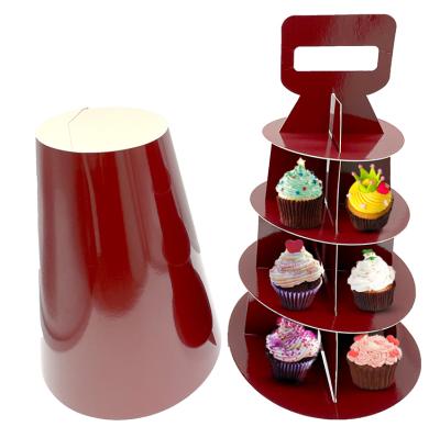 China Custom Printing Disposable Custom Card 3 Tier Cake Stand , Vintage Tiered Cake Display for sale