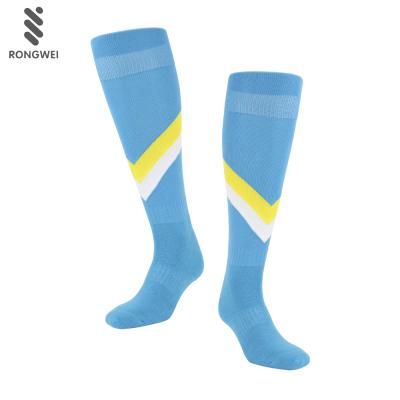 China Custom Cotton Nylon Mens Knee High Soccer Football Socks Antibacterial for sale