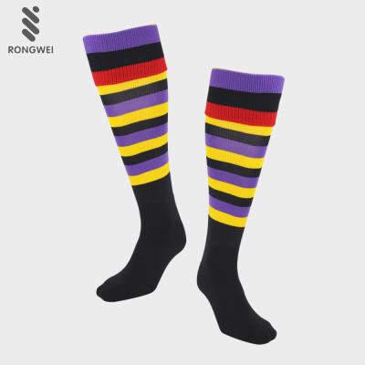 China Antibacterial Custom Colorful Sports Stripes Knee High Soccer Socks For Team for sale