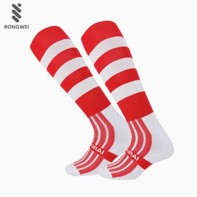 China New Design Wholesale New Design White And Red Stripe Sports Soccer Football Socks Antibacterial High for sale