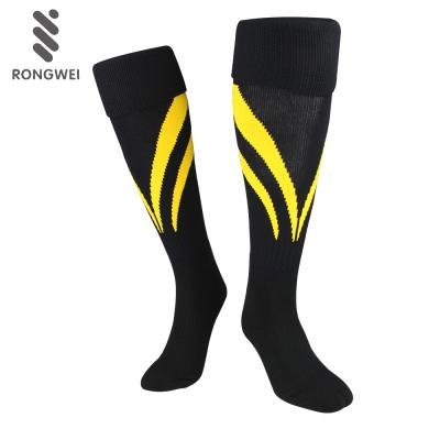 China Antibacterial Custom Made Black Football Sports Towel Knee High Soccer Socks for sale